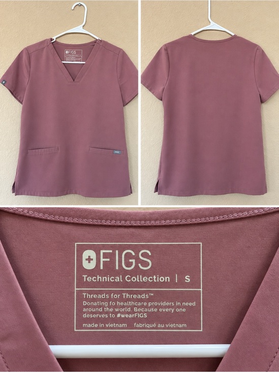 Figs Other - FIGS Casma 3-Pocket Scrub Top Dusty Mauve Pink Size S
